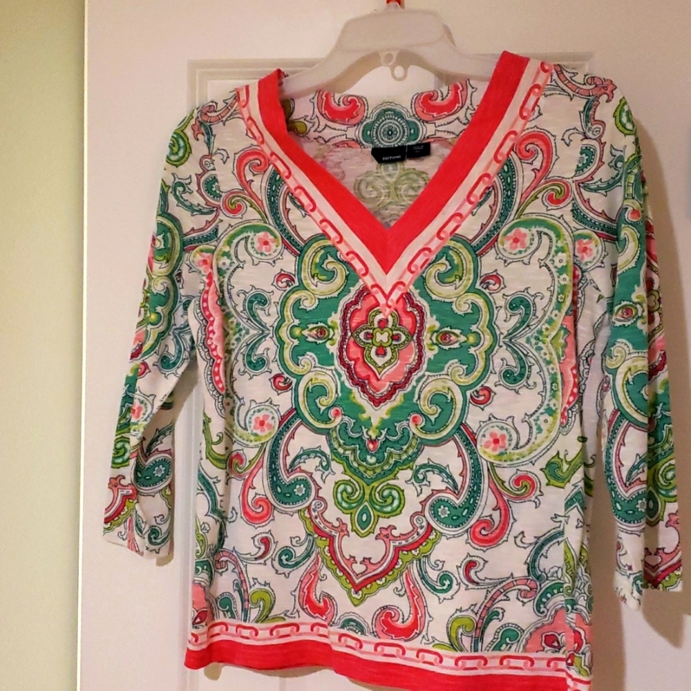 Basic Editions size S, cotton v-neck blouse